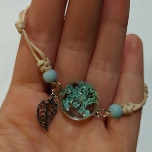Real flower glass ball bracelet